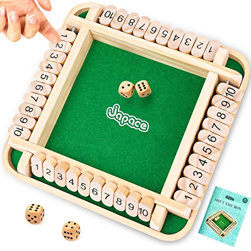 Shut The Box Würfelspiel aus Holz, Shut The Box Spiel 4 Spieler Brettspiel Mathematik Lernspielzeug für Kinder Brettspiel Familie ab 3 4 5 6 + Jahre Reisespiele Erwachsene Traditionelle Kneipenspiele Shut The Box Würfelspiel aus Holz, Shut The Box Spiel 4 Spieler Brettspiel Mathematik Lernspielzeug für Kinder Brettspiel Familie ab 3 4 5 6 + Jahre Reisespiele Erwachsene Traditionelle Kneipenspiele von Japace