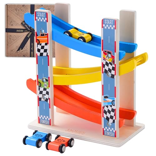Jaques of London Rennwagen aus Holz | Autorampe Spielzeug | Autogarage für Jungen | Kleinkindspielzeug | Spielzeug für 2 Jahre | Seit 1795 von Jaques of London