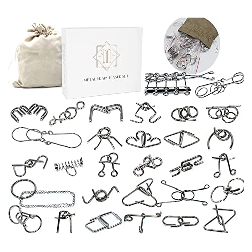 JasCherry 30 Stück Metall Puzzle Entwirrung Puzzles Geduldspiele Set - Knobelspiele Logisches Rätsel Denkspiel Spielzeug - Ideal Denksportaufgaben Spielzeug und Geschenk für Erwachsene und Kinder #1 von JasCherry
