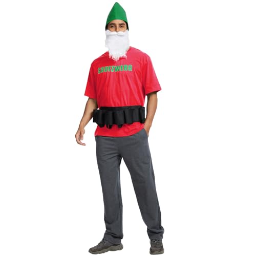 JasGood Cosplay Kostüm Zwerg Kostüm mit T-Shirt, Bart, Hut und Wasit Tasche, Mens Zwerg Erwachsene Kostüm, Bier Kostüm Karneval Kostüme von JasGood