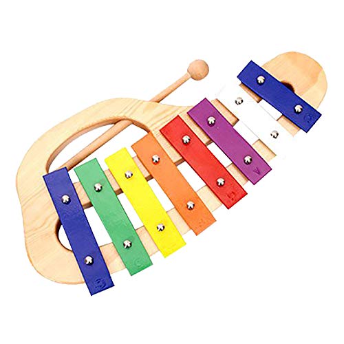 Jasaly Hand Klopfen Xylophon Glocken Spiel mit Schlägeln 8 Töne Buntes Holzmusik Instrument Vorschul Lern Spielzeug von Jasaly