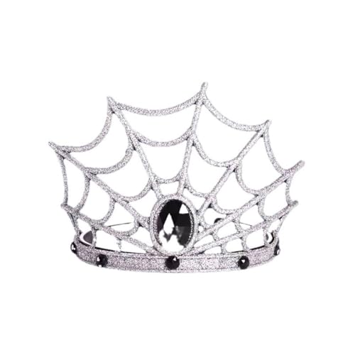 Jascatin Halloween Spider Web Haarbänder Krone Kopfbänder Diamant Kopfstück Spider Haar Zubehör Dekorieren für Party Cosplay Kostüm (Silber) von Jascatin