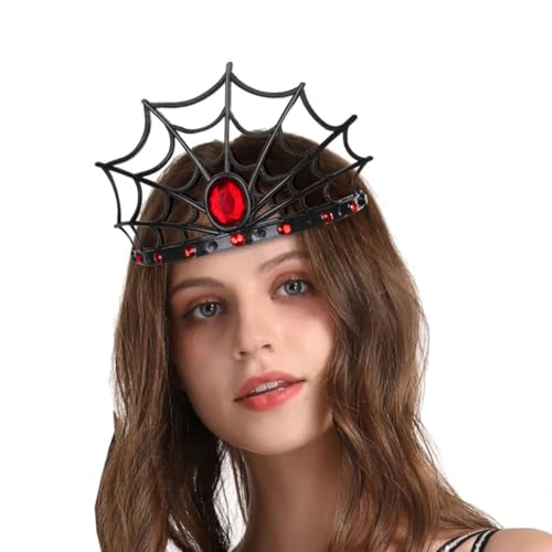Jascatin Halloween Spider Web Haarbänder Krone Kopfbänder Diamant Kopfstück Spider Haar Zubehör Dekorieren für Party Cosplay Kostüm (schwarz) von Jascatin