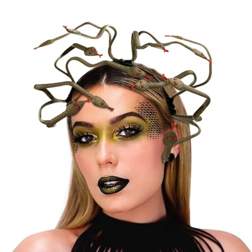 Jascatin Schlange Kopfschmuck Medusa Stirnband Braun Griechische Göttin Kopfschmuck Halloween Cosplay Kostüm Maskerade Zubehör für Party von Jascatin