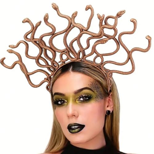 Jascatin Schlange Kopfschmuck Medusa Stirnband Gold Griechische Göttin Kopfschmuck Halloween Cosplay Kostüm Maskerade Zubehör für Party von Jascatin