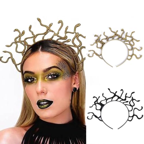 Jascatin Schlange Kopfschmuck Medusa Stirnband griechische Göttin Kopfschmuck Halloween Cosplay Kostüm Maskerade Zubehör für Party (Schwarz) von Jascatin