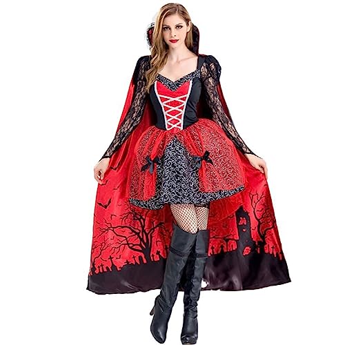 Jaskdconsy Halloween Kostüm Damen gothic kleidung damen kostüm mittelalter damen mittelalter kostüm damen Halloween Kostüm Damen Halloween Kostüm Damen Gruselig Teufel (Red, XL) von Jaskdconsy
