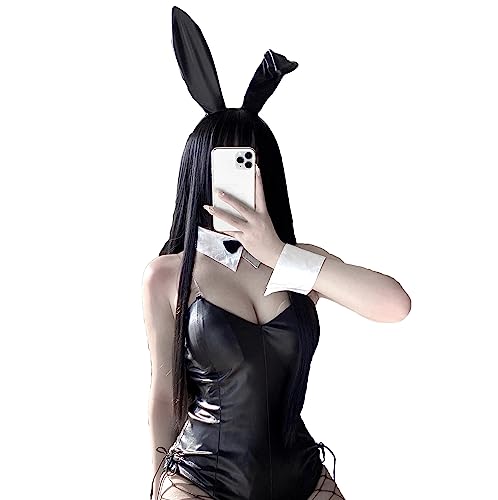 Sexy Bunny Kostüme Damen Anime Cosplay Dessous Outfits Bunny Girl Anzug Leder Party Einteiler Bodysuit Maid Roleplay von JasmyGirls