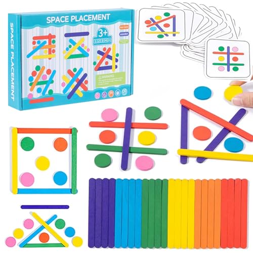Jastown Rainbow Stick Puzzle Spiel,Montessori Spielzeug ab 3 4 5 6 Jahre,Tangram Kinder,Sensorische Feinmotorik Konzentrationsspiele Lernspiele ab 4 5 6 Jahre,Steckspiel Holzpuzzle Kinder (A) von Jastown