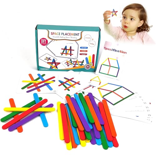 Jastown Rainbow Stick Puzzle Spiel,Montessori Spielzeug ab 3 4 5 6 Jahre,Tangram Kinder,Sensorische Feinmotorik Konzentrationsspiele Lernspiele ab 4 5 6 Jahre,Steckspiel Holzpuzzle Kinder (B) von Jastown