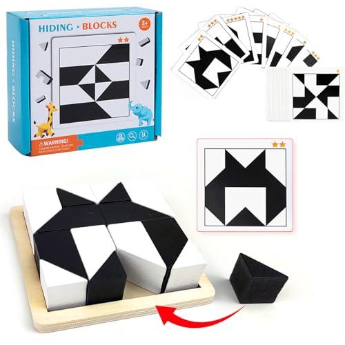 Montessori Geometrische Form Puzzles Bauklötze hölzerne 3D-Puzzle Kinder pädagogische logisches Denken Training Spiel Geschenke (A) von Jastown