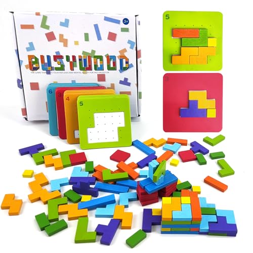 Jastown Tetris Duell Spiel,Holzpuzzle Tetris Tangramm,Konzentrationsspiele Für Kinder ab 4 5 6,Block Puzzle Montessori Spiel 4 5 6 Jahre,Intelligenz Puzzlespiel,Pädagogisches Spielzeug ab 4 von Jastown