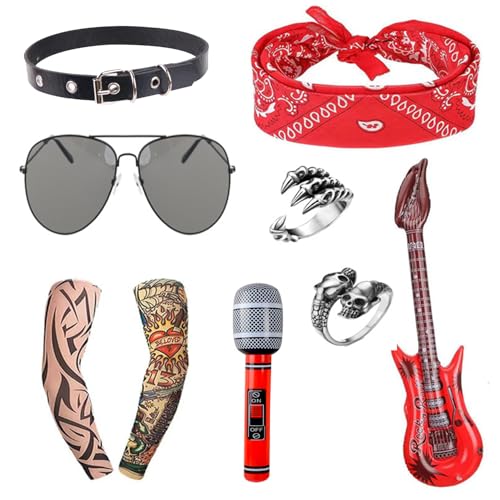 7-teiliges Punk-Rockstar-Kostüm-Set – Schwermetall-Zubehör-Set für Kostümpartys, Halloween, Themenveranstaltungen und Cosplay 7-teiliges Punk-Rockstar-Kostüm-Set – Schwermetall-Zubehör-Set für Kostümpartys, Halloween, Themenveranstaltungen und Cosplay von Jatipy