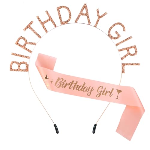 Jatipy 1 Set Geburtstagsschärpe für Frauen & Geburtstag Mädchen Stirnband | Rosa Geburtstagsparty-Zubehör | Lustige und elegante Geburtstagsschärpe Jatipy 1 Set Geburtstagsschärpe für Frauen & Geburtstag Mädchen Stirnband | Rosa Geburtstagsparty-Zubehör | Lustige und elegante Geburtstagsschärpe von Jatipy