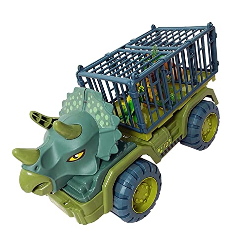 Dinosauriertransportwagen, Vergrößerter und Verdickter Spielzeugspielset mit Realistischen Dinosaurierfiguren, LKW und Einem Zaun, Ideale, Zart und Gut Gestaltet (Triceratops) von Jauarta
