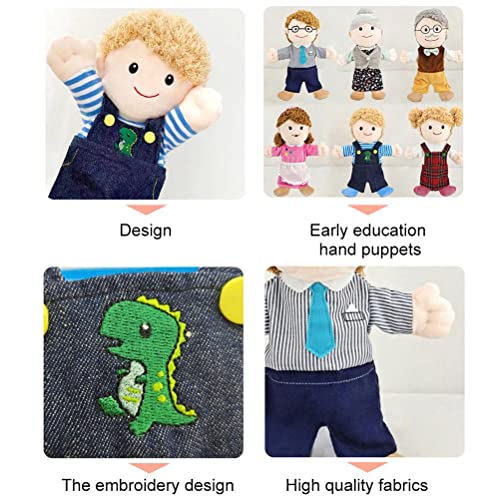 Handpuppen -Set, Weiche Plüsch -Bildung für Frühe Familie, Mitglieder Lernen Geschichtenerzählen, Familienpuppen -Set Plüsch -Fingerpuppen für (Opa + Oma + Papa + Mom + Sohn + von Jauarta