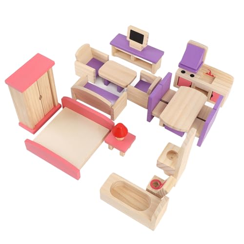 Hölzernen vor, Spielen Möbel Massivholz Spielen Haus Kleines Möbelspielzeugset, Premium -Handwerkskunst, Fantasievolles Spiel, Lebendige Farben für Hölzernen vor, Spielen Möbel Massivholz Spielen Haus Kleines Möbelspielzeugset, Premium -Handwerkskunst, Fantasievolles Spiel, Lebendige Farben für von Jauarta
