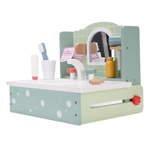 Holzwaschtische Set für, Kinderprinzessin So Tun Spielzeug mit Spiegel, Kamm, Haartrockner für Mädchen Holzwaschtische Set für, Kinderprinzessin So Tun Spielzeug mit Spiegel, Kamm, Haartrockner für Mädchen von Jauarta