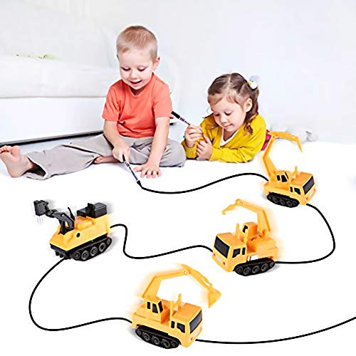 Induktives Auto, Automatischer Stift, Plastikauto Erkannt Straße Folgen Sie Linie, Spielzeug für mit 1 Stift, Papier und 4 Knopfbatterien, 1,5 -V -Akku, Zufällige Lieferung (Gelb) von Jauarta