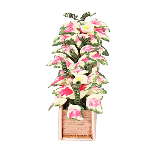 Jauarta 1:12 Puppenhaus-Rechteck-Blumentopf, Lebendige, Farbenfrohe, Dekorative Miniatur-Puppenhaus-Rechteck-Pflanzbox von Jauarta