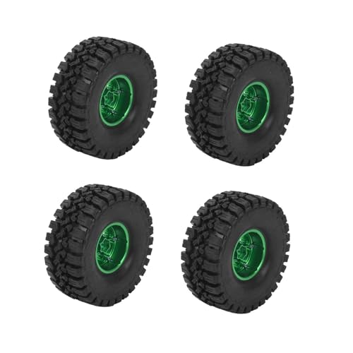 Jauarta 4 Stück RC Crawler Reifen 1,9 Zoll Gummireifen mit Aluminiumlegierungsfelge für SCX10 1/10 Autos (Grün) von Jauarta