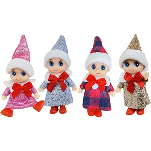 Jauarta 4 Stück Weihnachts-Baby-Elfen-Puppe, Weihnachten, Kleine Elfen-Puppe, Weihnachten, Mini-Elfen-Baby-Puppe, Spielzeug, Baby-Elfen-Puppen, Spielzeug für Kinder, (Standard) von Jauarta