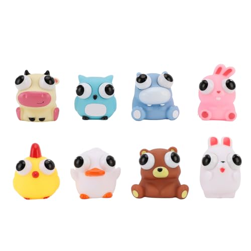 Jauarta 8pcs Tier Squeeze Spielzeug Lustige Tiere Augapfel Burst Spielzeug Süßer Cartoon Herausspringen Augen Erhöhte Augen Tierspielzeug für Jungen Mädchen von Jauarta