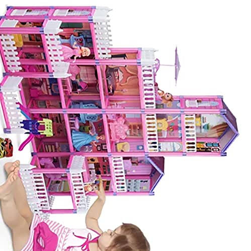 Jauarta Dollhouse Building Toys, DIY Assembly Puppe Accessoires Simulation Burggebäude Kit für Mädchen, 5 Stockwerke mit 13 Zimmern, Interagieren mit den Eltern während des Gebäudes, Jauarta Dollhouse Building Toys, DIY Assembly Puppe Accessoires Simulation Burggebäude Kit für Mädchen, 5 Stockwerke mit 13 Zimmern, Interagieren mit den Eltern während des Gebäudes, von Jauarta