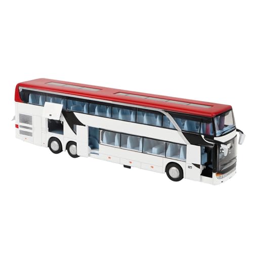 Jauarta Electric 1:32 Alloy Doublecker Bus Model Spielzeug mit Leichter Musik für Kinder Kinder (Weiß Rot) von Jauarta