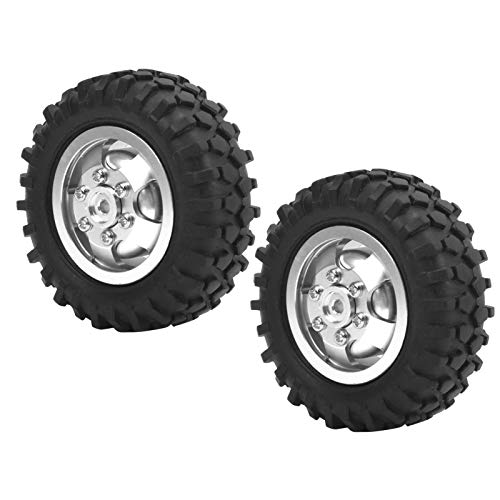 Jauarta Gummireifen für LKW-Räder, 2 Stück, 55 mm Durchmesser, aus Aluminiumlegierung, geeignet für WPL D12 1:10 RC Auto (Silber S) von Jauarta