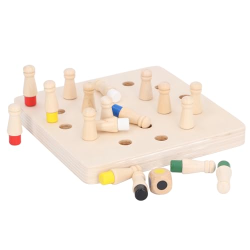 Jauarta Holz-Memory-Schachbrettspiel, Frühpädagogisches Konzentrationstraining, Farbgedächtnis-Matching-Schachbrettspiel von Jauarta