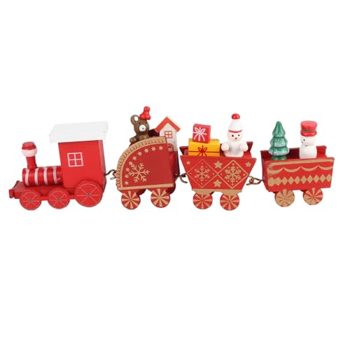 Jauarta Holzspielspielzeug, Schneemann, Weihnachtsmann, Teddybär, Horse Weihnachten -Baum -Dekorationsgeschenk, mit 1 Motor und 3 "Zügen mit Geschenken und Charakteren, Ideal für (B) von Jauarta