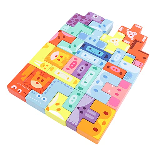 Jauarta Holzstapelblock-Spielzeug, Farblich Passende Spiel-Puzzle-Bauset für, mit Cartoon-Tier Muster, Geburtstag Jauarta Holzstapelblock-Spielzeug, Farblich Passende Spiel-Puzzle-Bauset für, mit Cartoon-Tier Muster, Geburtstag von Jauarta