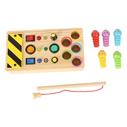 Jauarta LED -Lichter Fischerspiel, Vorschule Kleinkinder Holzsensorische Spielzeuge, Druckknöpfe LED -Sensorikbrett, Ideales Reisespielzeug für von Jauarta