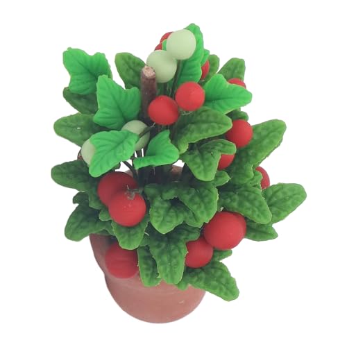 Jauarta Mini-Puppenhaus-Pflanzensimulation, Realistische 1/12 Puppenhaus-Miniatur-Topfpflanze für Mini-Heimdekoration, Modellzubehör von Jauarta