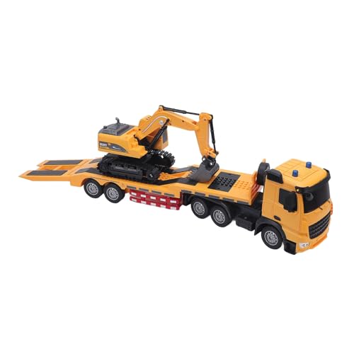 Jauarta RC-Sattelschlepper-Bagger-Spielzeugset, Flachanhänger-Bagger-Spielzeugset, Pädagogisches 2-in-1-Konstruktionsspielzeugset mit Doppelter Fernbedienung und Batteriebetrieb für von Jauarta