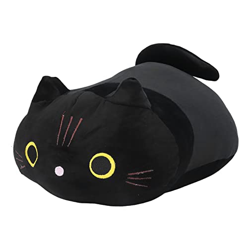 Jauarta Schwarze Katze Plüschtier Schwarze Katze Kissen, Weiche Plüschpuppe, Kawaii Schwarze Katze Kuscheltiere Schwarze Katze Plüschtier, Plüschtiere Katzenform Design Sofakissen Dekorationspuppe von Jauarta