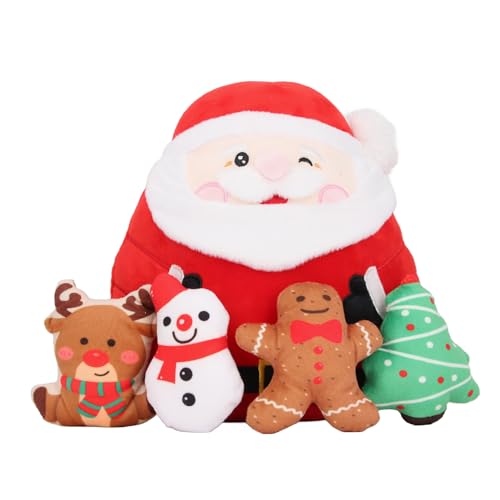 Jauarta Weihnachts-Plüschspielzeug, Niedliches, Innovatives 5-in-1-Elch-Lebkuchenmann-Schneemann-Weihnachtsmann-Weihnachtsmann-Plüschspielzeug von Jauarta