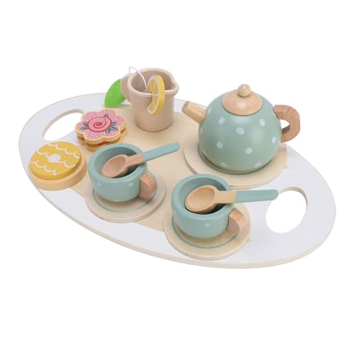 Kleinkind -Holztee -Set, Tun das Spiele -Tee -Set mit Teekanne, Tassen, Löffeln, Zitronenscheiben, Fördern das Fantasievolle Spiel, Verbessern die Sozialen Fähigkeiten von Jauarta