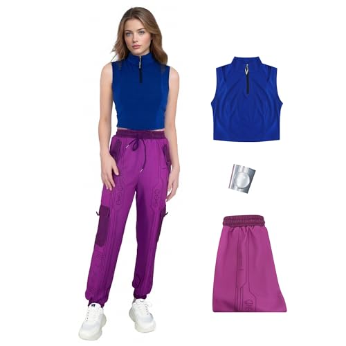 Jaugola Addison Zombies-Kostüm für Damen, Motiv: Morgendämmerung der Vampire, Hemd, Hose, Armband, Halloween, Motto-Party-Outfit, blau, Größe M von Jaugola