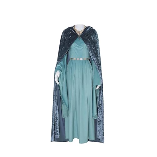 Jaugola Damenkostüm Queen Susan, Retro-Samtkleid, mit Kapuze, Umhang, Halskette, Halloween, Queen, Pevensie, Outfit, Größe XS von Jaugola