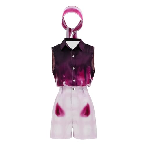 Jaugola Iris Kostüm für Damen, AI Roboter, blutig, Gingham-Hose, Halloween, Cosplay, rosa Outfit, Pink, Medium von Jaugola