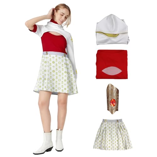 Jaugola Nova-Zombies-Kostüm für Damen, Cheerleader-Kapuzenmantel, Netz-Oberteil, Armband, Rock, Halloween, Daywalker-Outfit, Weiß, Weiß, L von Jaugola
