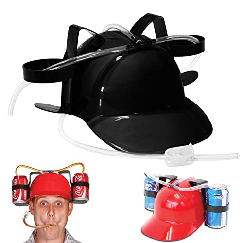 Trinkhelm Party Bierhelm,Helm mit Schlauch,Bauhelm Getränkehalter Bierhalter mit 2 Dosenhaltern und Trinkschlauch,Karneval Spaß Partyartikel,lustiger Bierhelm,Unisex,Vatertag Männer Geschenk (Schwarz) von Jauhmui