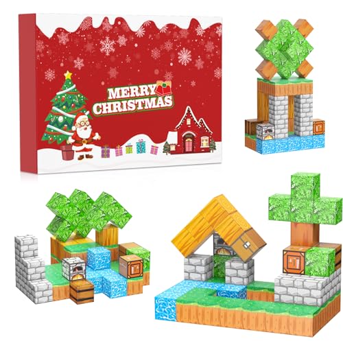 2025 Adventskalender Magnetische Bausteine, 24 Tage Magnetblock-Set für Jungen und Mädchen, Weihnachtsüberraschung Magnetischer Baustein Geschenk - 2025 Weihnachten Countdown 24 Tage 54pcs Set von JauniQ