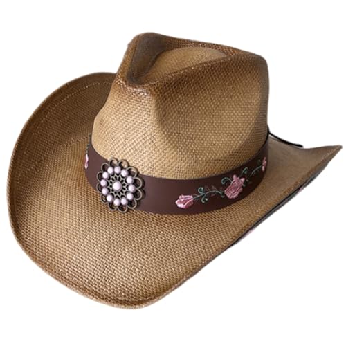 Javoryxh Cowboyhüte mit verstellbarem Kinnseil für Bälle, Bankette, Party, Edelsteine, Cowboy-Strohhüte für Erwachsene, Teenager, zum Fotografieren Javoryxh Cowboyhüte mit verstellbarem Kinnseil für Bälle, Bankette, Party, Edelsteine, Cowboy-Strohhüte für Erwachsene, Teenager, zum Fotografieren von Javoryxh