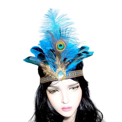 Javoryxh Indisches Kostüm, Haarband für Karneval, Party, Festival, Requisiten, gefiedertes Haarband, indischer Haarreif, Cosplay-Kopfbedeckung Javoryxh Indisches Kostüm, Haarband für Karneval, Party, Festival, Requisiten, gefiedertes Haarband, indischer Haarreif, Cosplay-Kopfbedeckung von Javoryxh