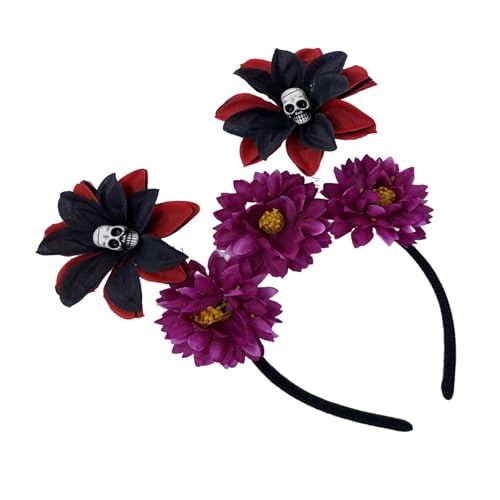 Javoryxh Rose Hexe Kostüm Haarreifen Dunkle Blume Schädel Haarstyling für Live-Show-Stirnband für Karneval Javoryxh Rose Hexe Kostüm Haarreifen Dunkle Blume Schädel Haarstyling für Live-Show-Stirnband für Karneval von Javoryxh