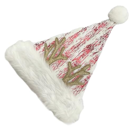 Javoryxh Weihnachtsmannmützen mit Goldprägung für Festival, Familientreffen, Party, Hirsch, Weihnachtsmannmütze, Urlaub, Kopfbedeckung, Weihnachtsrequisiten von Javoryxh