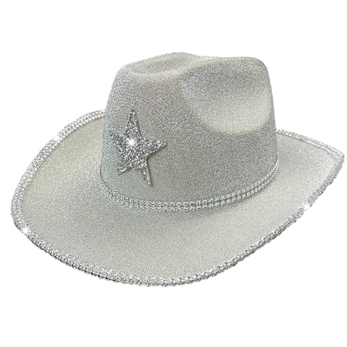Javoryxh Western-Cowboyhut für Erwachsene, glitzernder Cowboyhut, Musik-Hut, Maskeraden, Party, fünfzackiger Sternhut, Kopfbedeckung Javoryxh Western-Cowboyhut für Erwachsene, glitzernder Cowboyhut, Musik-Hut, Maskeraden, Party, fünfzackiger Sternhut, Kopfbedeckung von Javoryxh